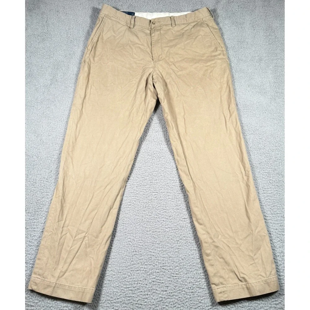 Vintage Polo Ralph Lauren Preston Chinos Mens 36x34 Fits 36x32 Beige Khaki Pants